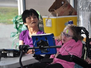 Thanh and Gabriela welcome the crowd and kickoff the bowl-a-thon.