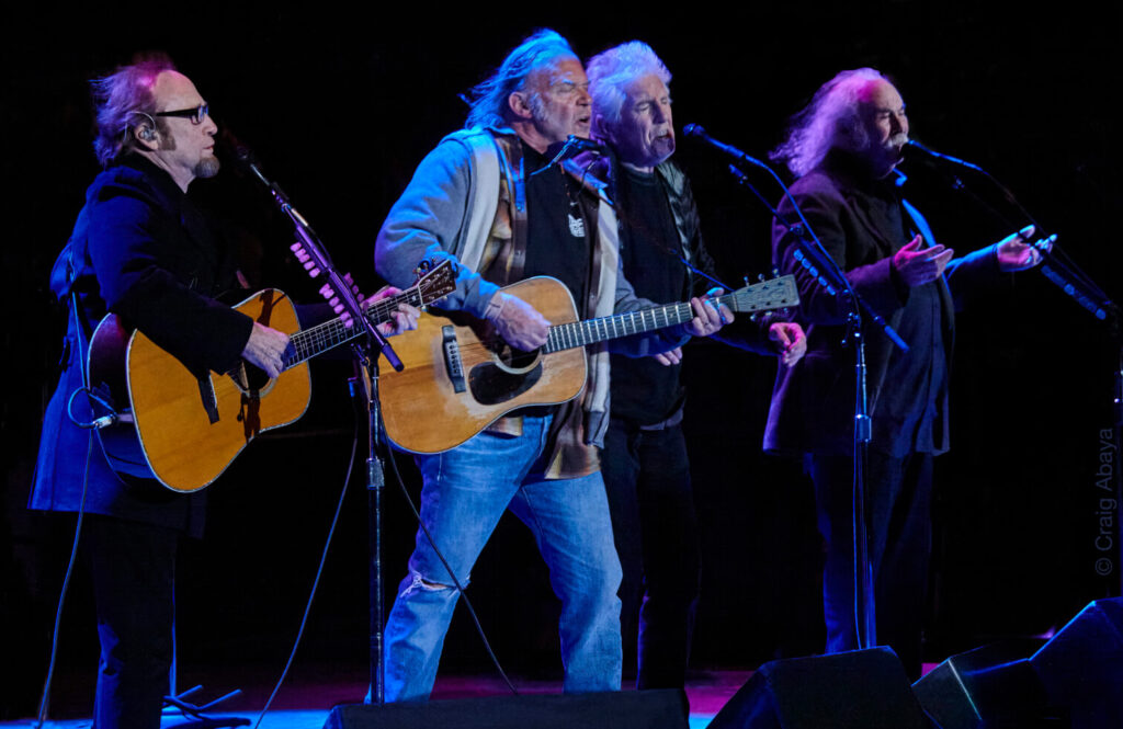 Crosby Stills Nash and Young on stage at The Bridge School Benefit Concert 2013